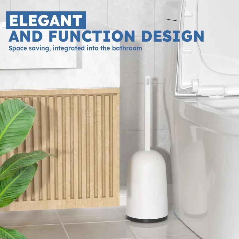 TUHOME FURNITURE LLC 2-Pack Toilet Brush And Holder With Extra Long Handle, White