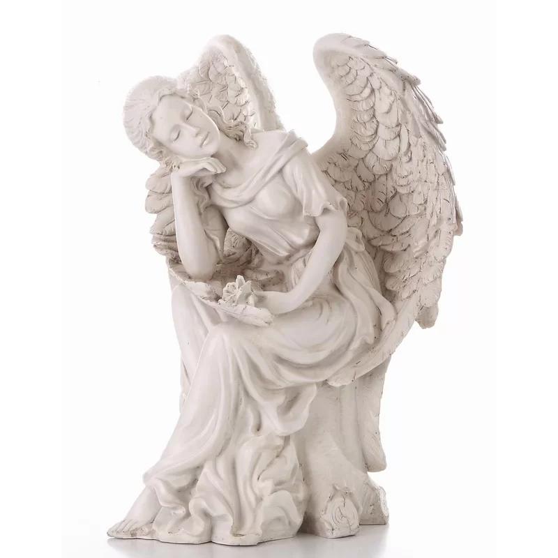 Ethereal White Resin Sleeping Angel Statue