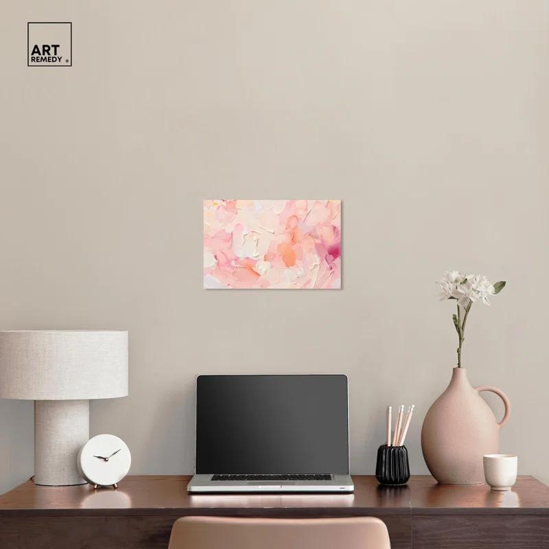 Art Remedy Morning Meadows Blush Coral Lands Canvas Pastel Abstract Art by Art Remedy