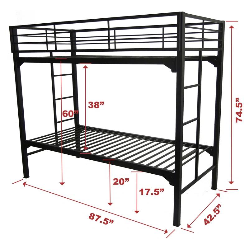 Isabelle & Max™ Assumpta University 2" Heavy Duty Steel Bunk Bed with Built-in Guardrails & Ladders