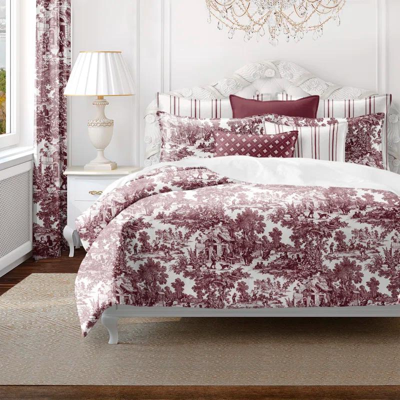 Au Village Toile Merlot  Cotton Duvet Cover Set 8 Piece