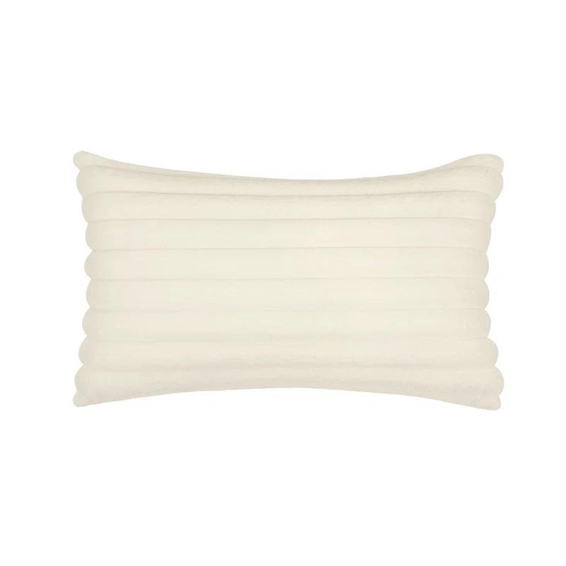 Cream Rectangular Vegan Fur Accent Pillow