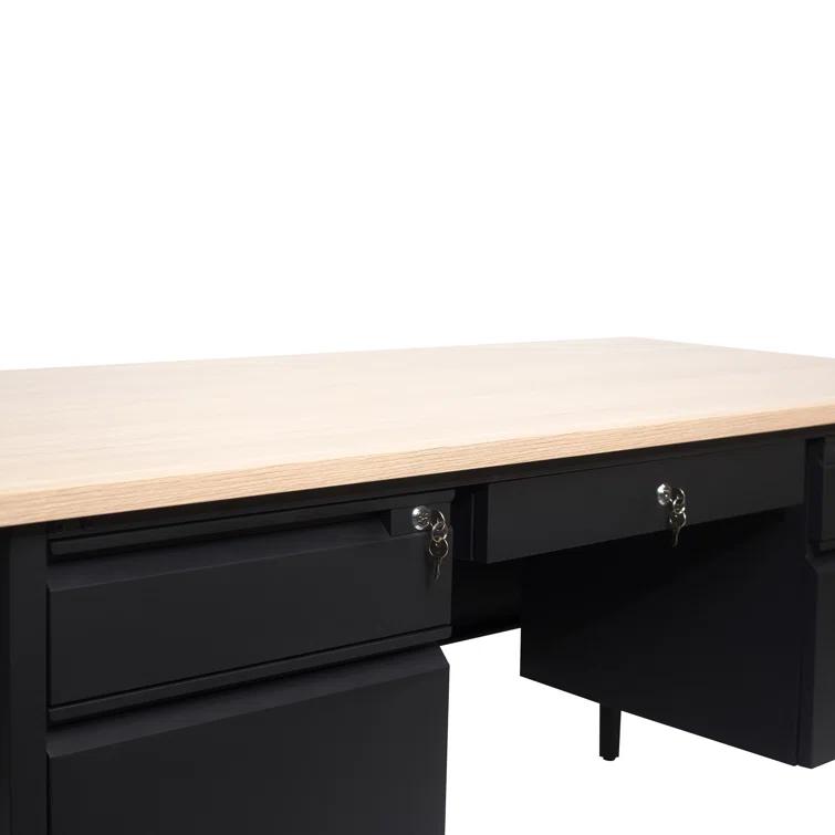 Flash Furniture Cambridge 60" Commercial Double Pedestal Desk with 5 Locking Drawers