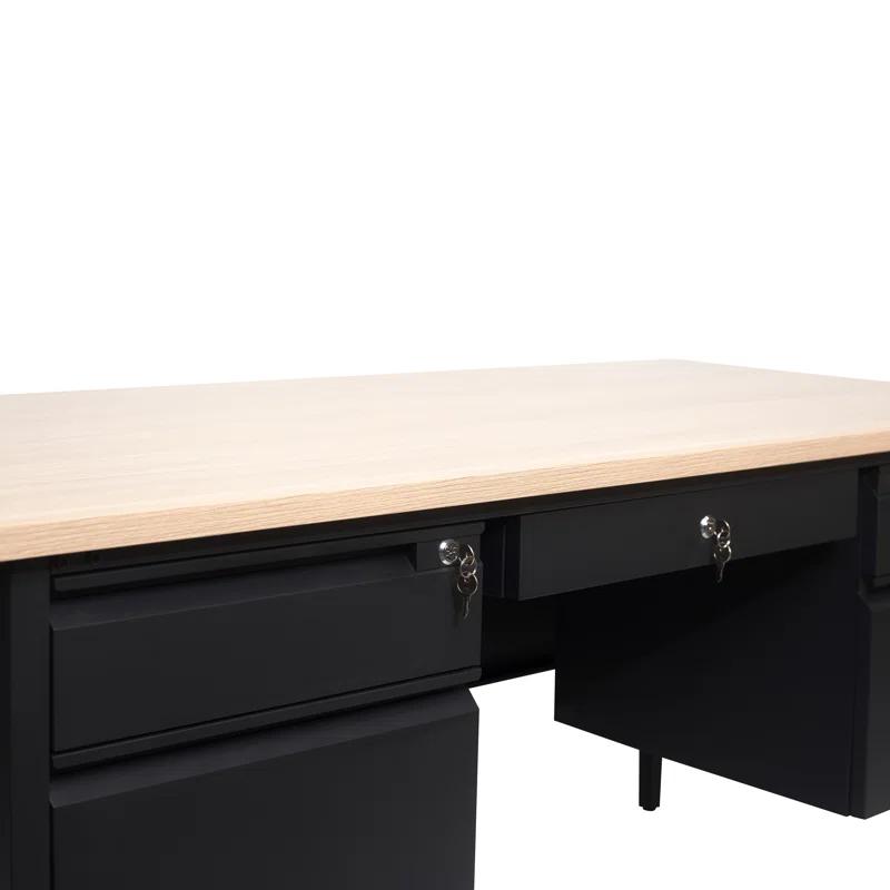 Flash Furniture Cambridge 60" Commercial Double Pedestal Desk with 5 Locking Drawers