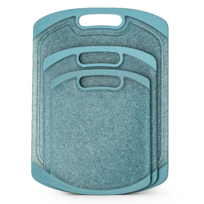 Lazuro Plastic Cutting Board for Kitchen - Reversible Durable Kitchen Cutting Board. Chopping Board for Meat, Fruits, Vegetables. Easy Grip Handle Border. Dishwasher Safe, BPA Free.