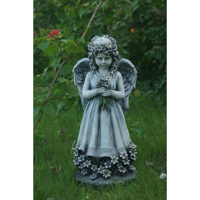 Hi-Line Gift Ltd. Angel Holding Flowers Statue