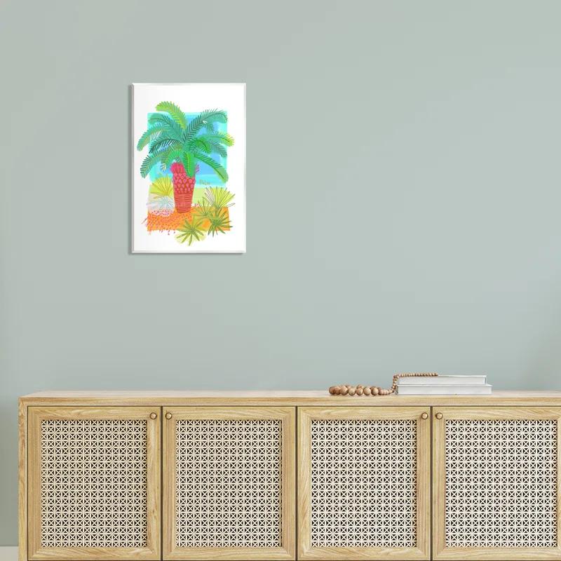 Stupell Industries " Tropical Palm Plant Leaves Whimsical Summer Botanicals "