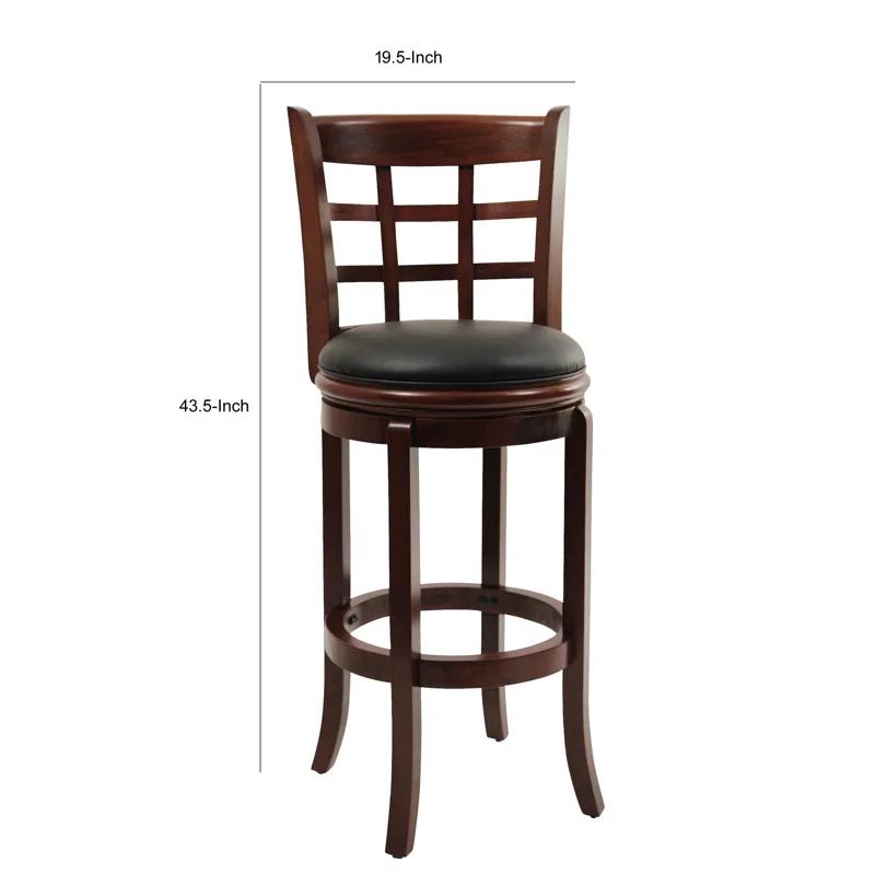 Benjara Swivel Solid Wood Counter Stool