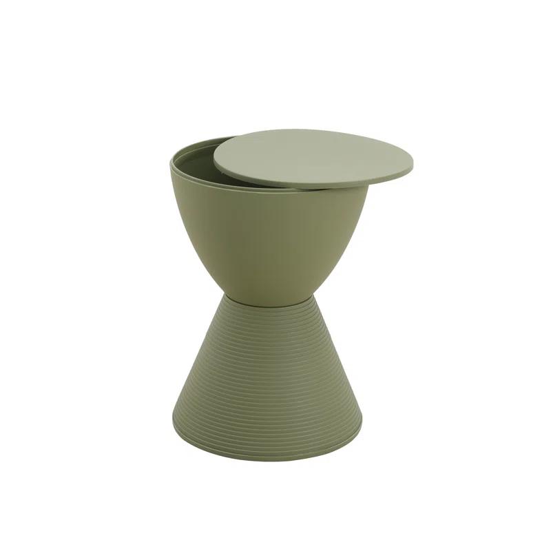 AllModern Durant Reversible Drum End Table with Storage – No Assembly Lightweight Accent Side Table for Indoor & Outdoor Use