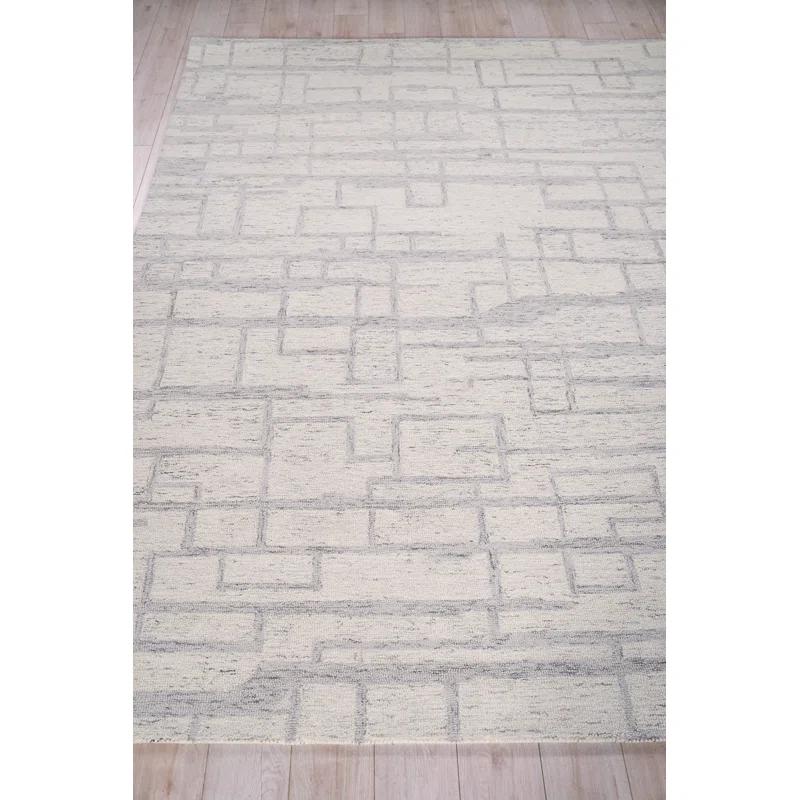 Exquisite Rugs Naturals Handmade Hand-Tufted New Zealand Wool On Canvas Ivory/Gray Area Rug