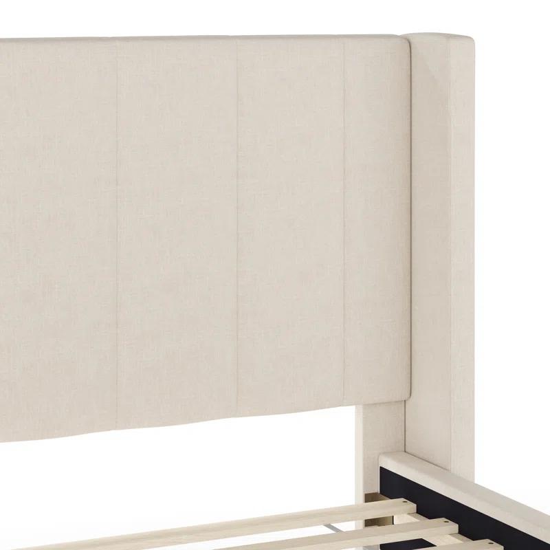 Martha Stewart Martha Stewart Kay Upholstered Platform Bed With Channel Stitched Wingback Headboard