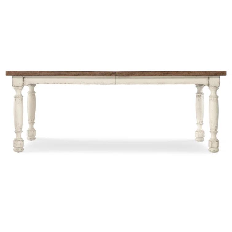 Rustic Cream and Brown Extendable Reclaimed Wood Dining Table