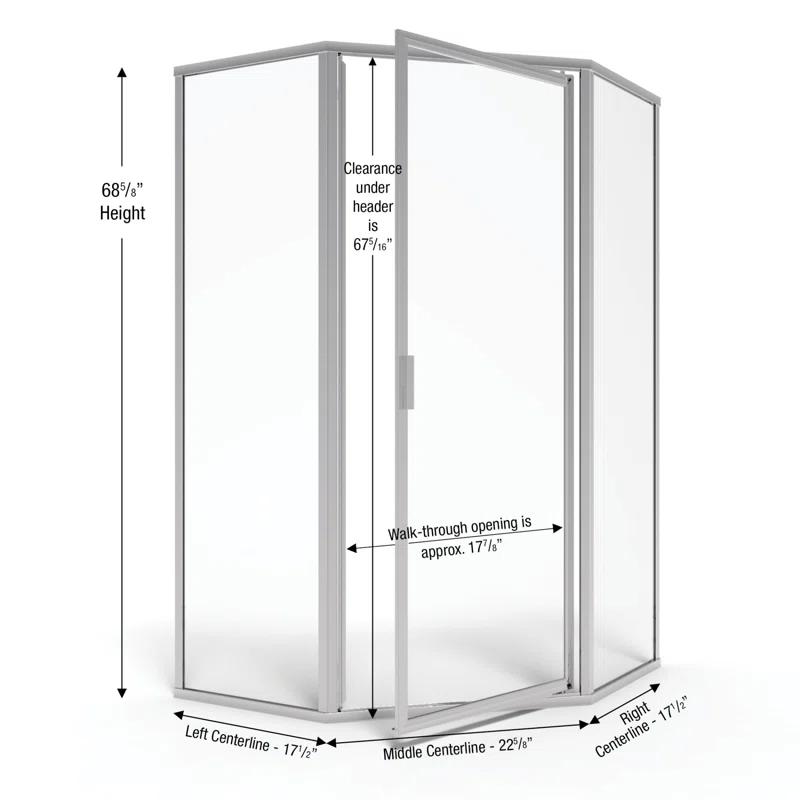 Deluxe 57.625'' W 68.6'' H Framed Neo-angle Reversible Shower Enclosure