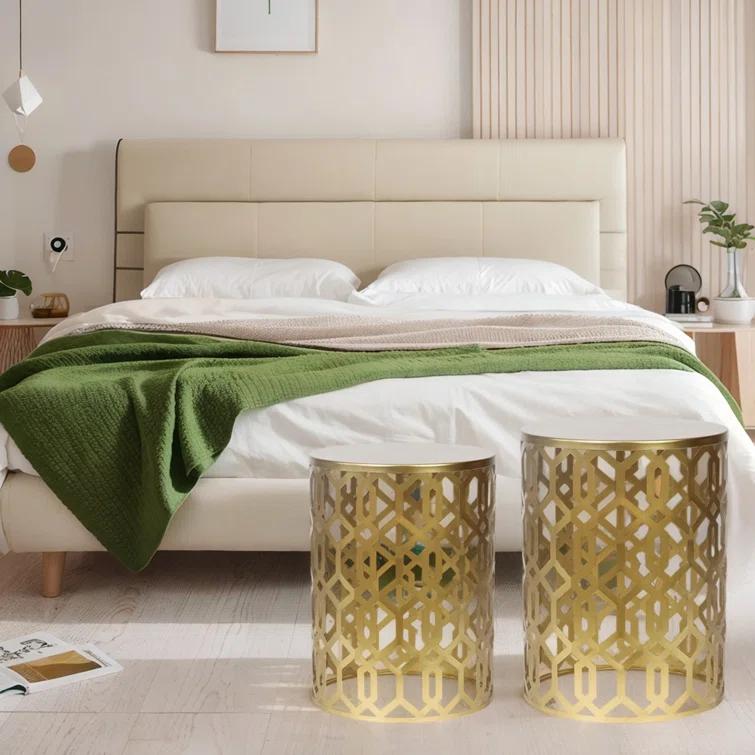 Rosdorf Park Arvil Golden Round Metal End Table(set of 2)