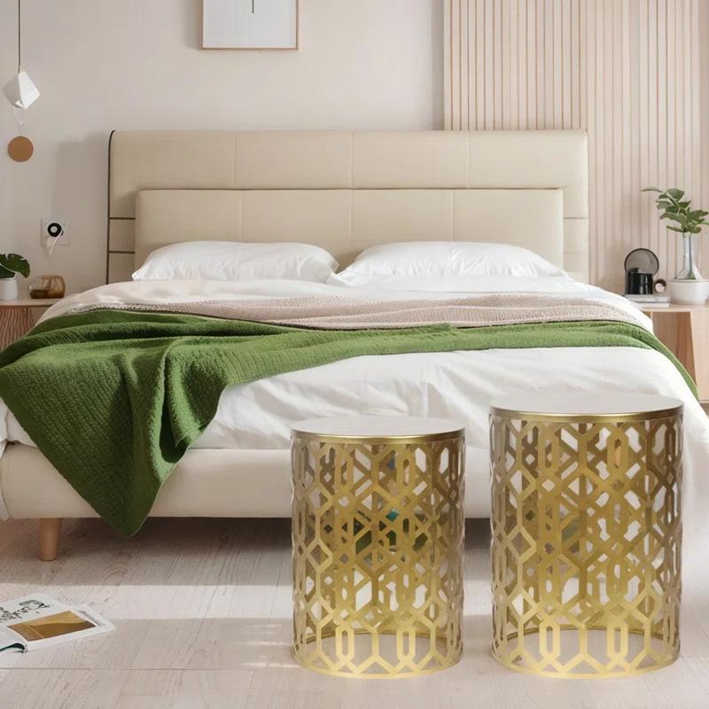 Rosdorf Park Arvil Golden Round Metal End Table(set of 2)