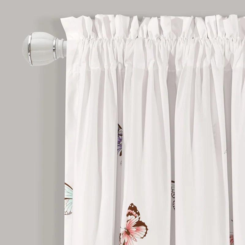 Lush Decor Flutter Butterfly Polyester Semi Sheer Curtain Pair (Set of 2)
