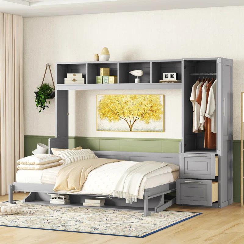 Galibens Murphy Bed Wall Bed With Closet And Drawers