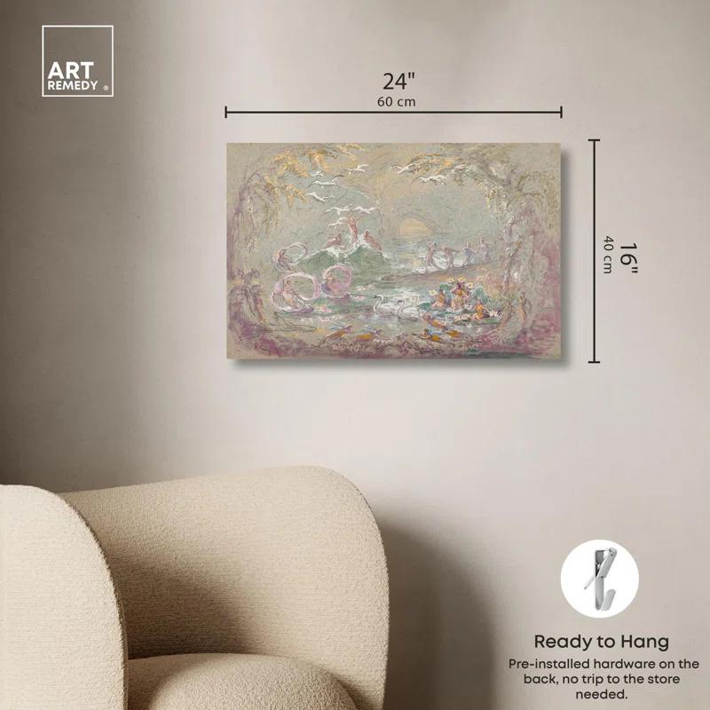 Art Remedy Lake Scene with Fairies Canvas Classic Landscape Art by Art Remedy