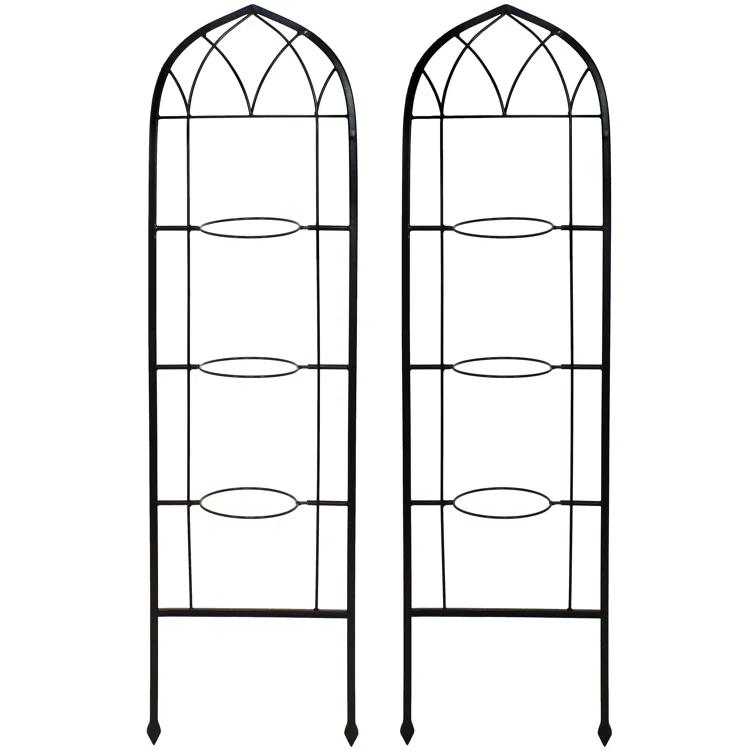 Winston Porter Avonlee Black Steel Arched Garden Trellis for Climbing Plants (Set of 2)