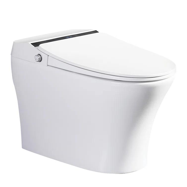 Vanity Art Elongated Smart Toilet Bidet with Auto Flush, Heated Seat, Air Drying, Remote Control, LED Display VAST68G