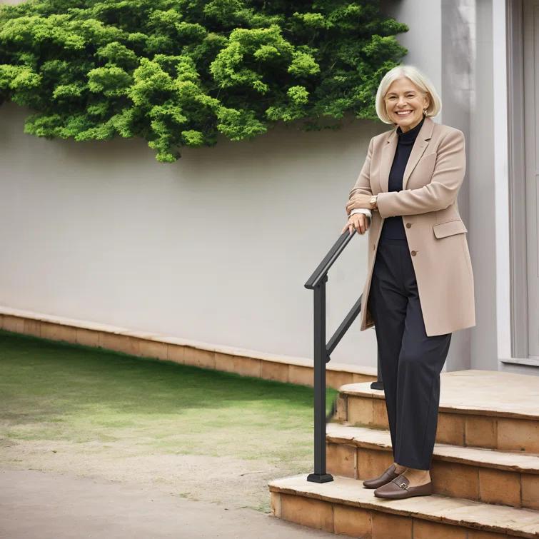 VEVOR 2-3 Handrails for Outdoor for Seniors Porch Deck Black Square Tube Steel