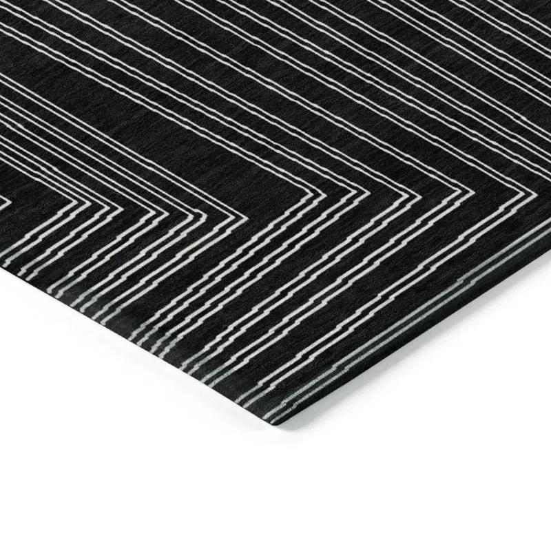 Machine Washable Indoor/Outdoor Chayden ACN1045 Black Rug