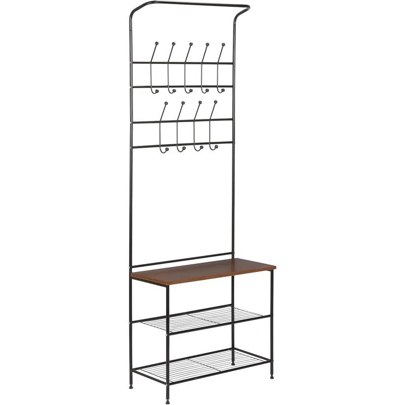 17 Stories Entryway Organizer With Coat Hooks, Shoe Rack, And Storage Bench For Efficient Home Organization