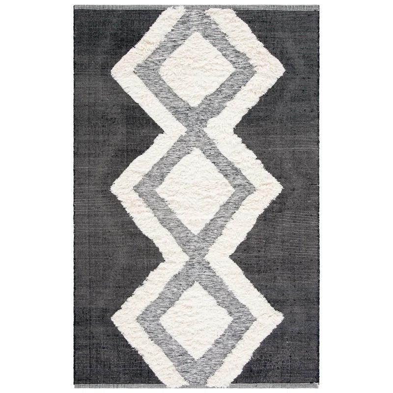 Foundry Select Adamsiii Hand Loomed Wool/Cotton Southwestern Rug in Ivory/Black