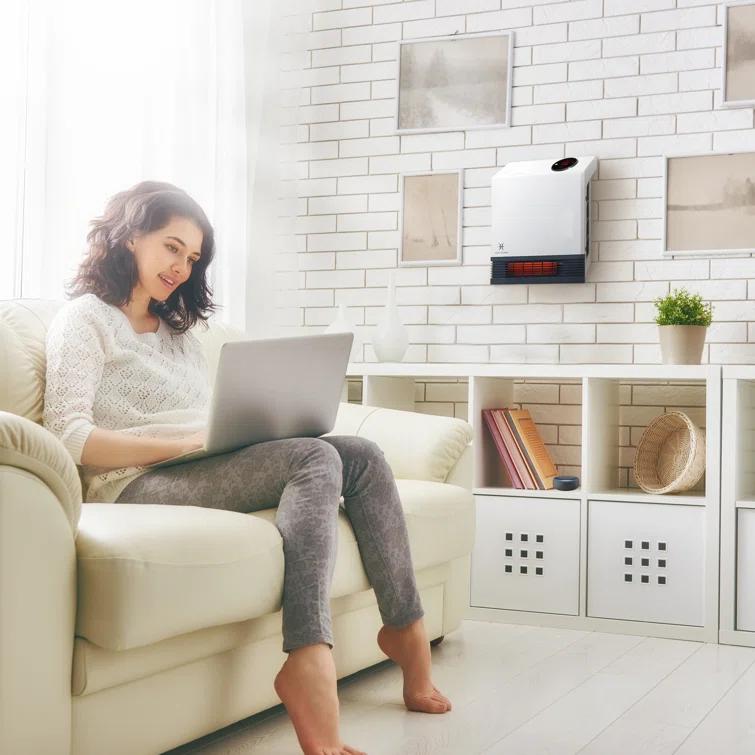 Heat Storm Heat Storm 1000 Watt 3400 BTU Electric Wall Mounted Space Heater with Adjustable Thermostat , Remote Included and with Digital Display