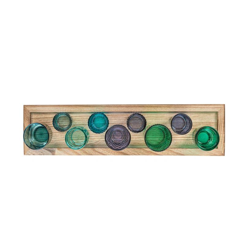 Joss & Main Sanderling Round Glass Votive Holders on Wood Tray