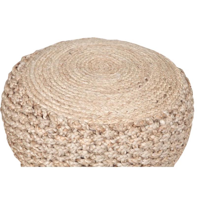 Highland Dunes Aarron Hand-Made Jute Braided Ottoman Pouf