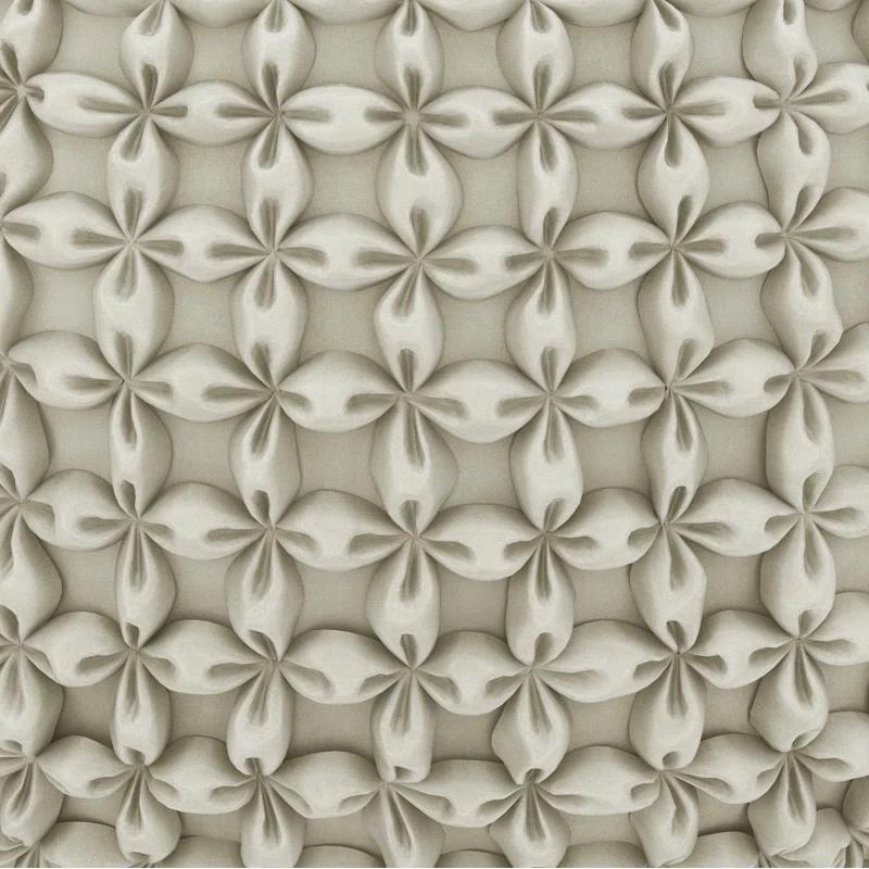 Simpli Home Renee 20"W Round Button-Tufted Velvet Pouf