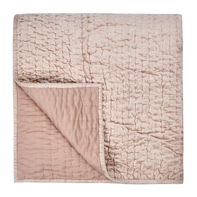 Classic Home Dimitry 100% Rayon Velvet Bliss Pink Queen Quilt by Kosas Home