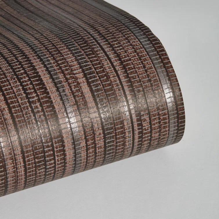 Tempaper Textured Faux Grasscloth Brown & Metallic Silver Peel and Stick Wallpaper, 20.5" x 16.5'