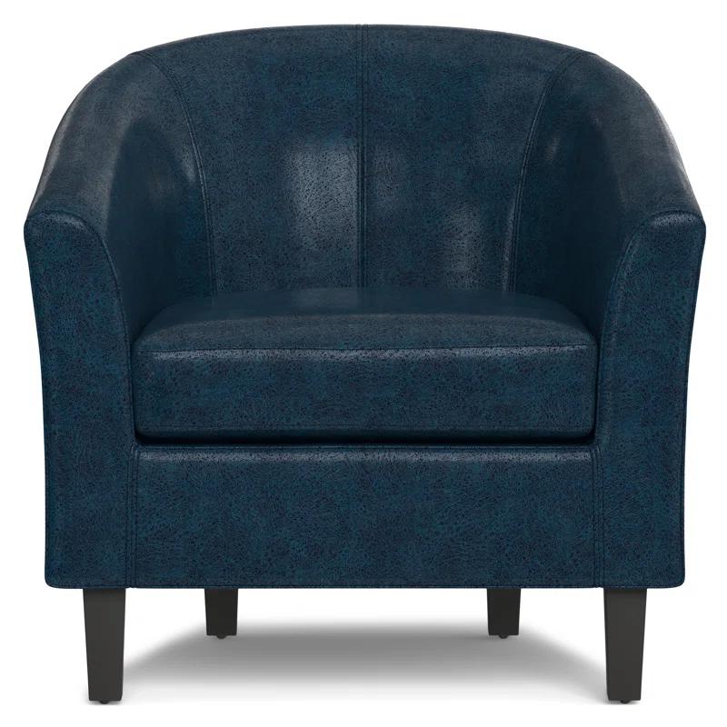Simpli Home Austin 30"W Upholstered Vegan Faux Leather Contemporary Tub Accent Chair with High Arms and Deep Seat
