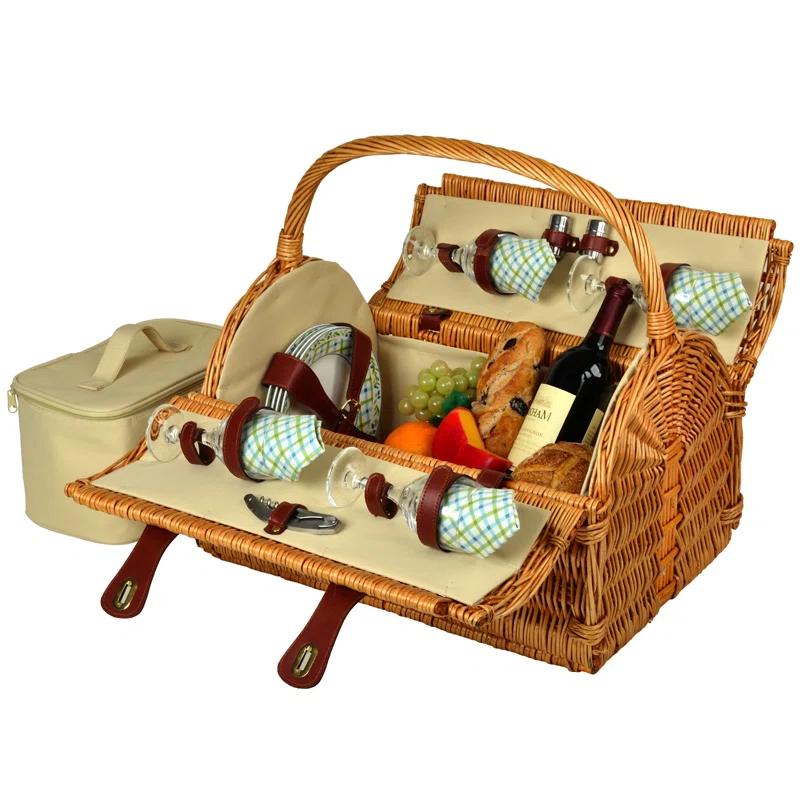 Picnic at Ascot Yorkshire Wicker Picnic Basket , Service for 4