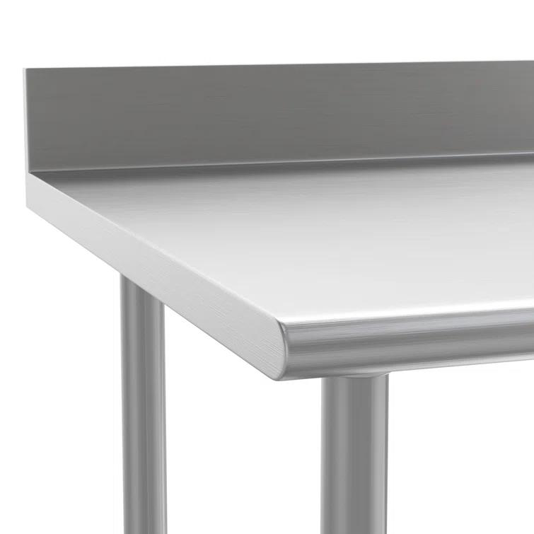 Flash Furniture Commercial Stainless Steel Kitchen Prep and Work Table with Shelf and Backsplash