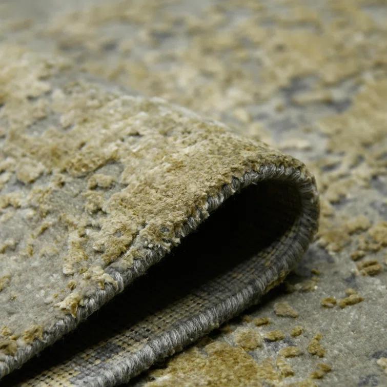 AMER Rugs Mystique Lucci Hand-Knotted Wool/Silk Area Rug in Gold/Gray