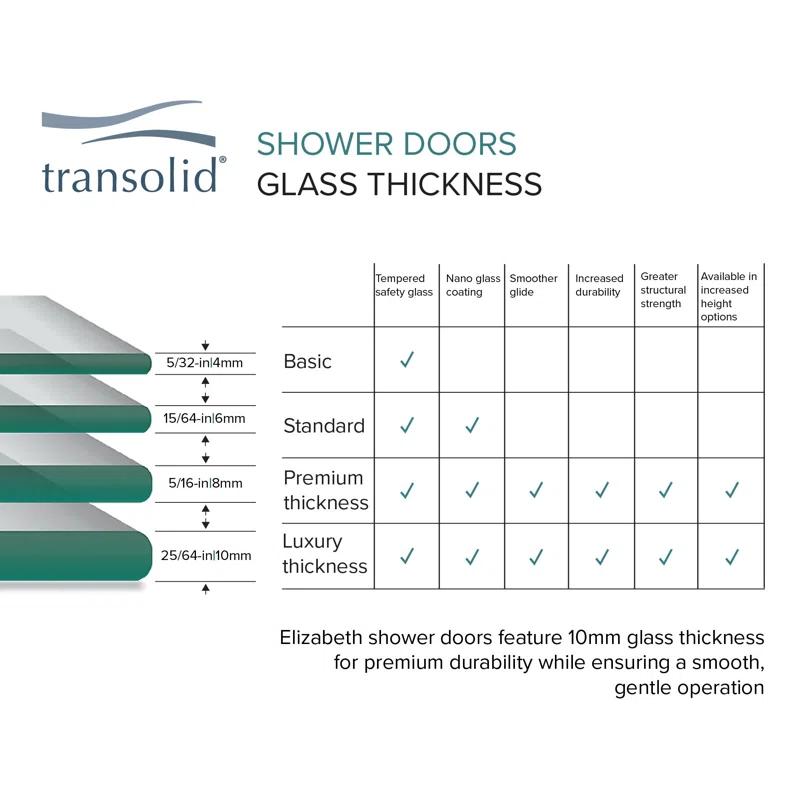 Transolid EHTB585287610C-BK-MB Transolid Elizabeth 58.5-in W x 76-in H Hinged Shower Door with Clear Glass