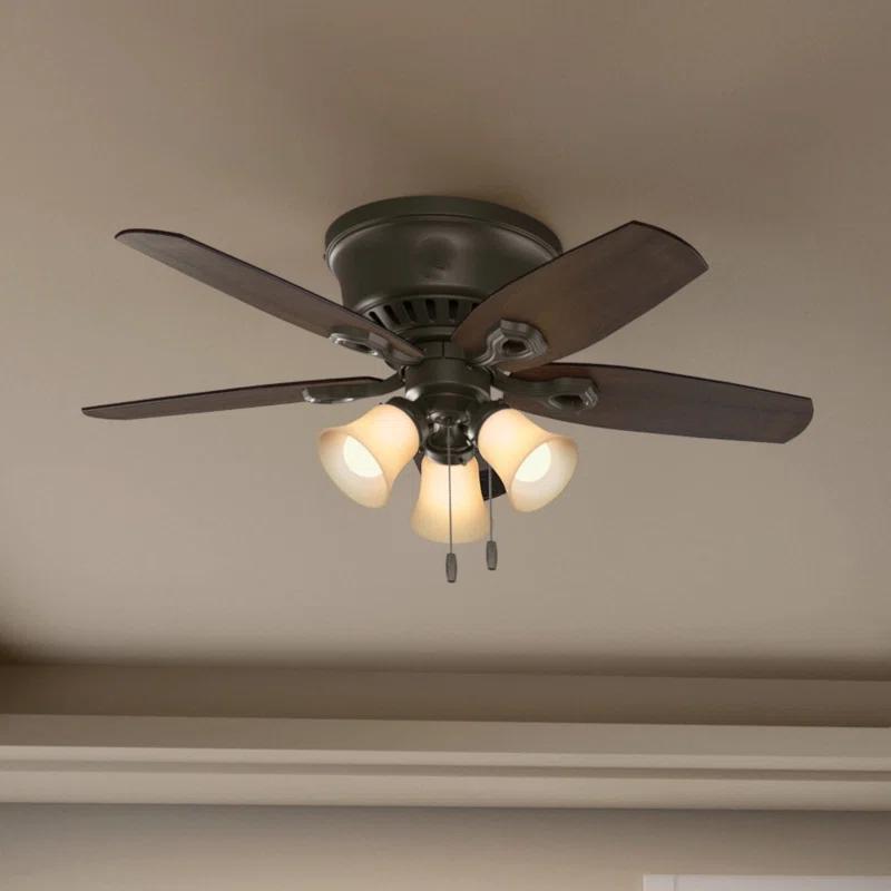 Hunter Fan 42" Builder Low Profile 5 - Blade Flush Mount Ceiling Fan with Pull Chain and Light Kit Included