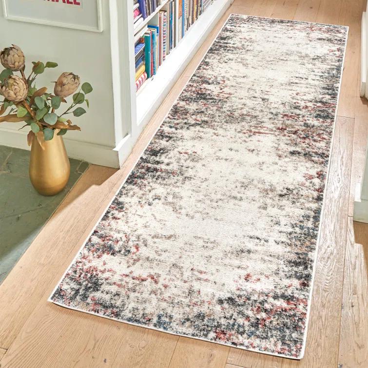 Bungalow Rose Maia Emne Modern Abstract Ivory Multi Polypropylene Area Rug