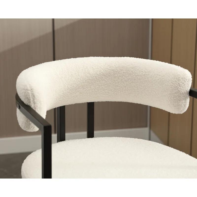 Modern Upholstered Hollow Bar Stool With Armrests And Footrests, Barrel High Stools