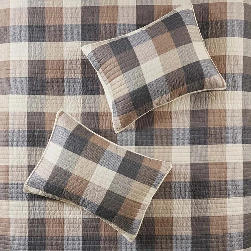Madison Park Ridge 6 Piece Printed Herringbone Quilt Set with Throw Pillows