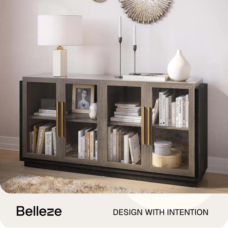 NEUTRALPOSTURE Sideboard Buffet Cabinet, Modern Wood Glass-Buffet-Sideboard With Storage, Console Table For Kitchen, Dining Room, Living Room, Hallway, Or Entrance - Brixston