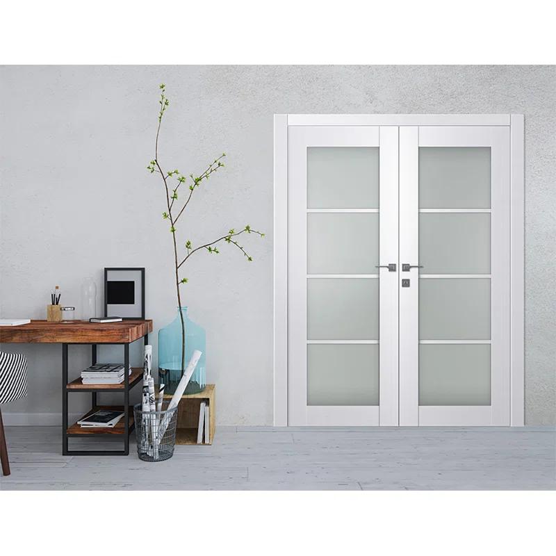 Belldinni Palladio 4 Lite Solid Manufactured Wood and Glass Paneled Prefinished French Door