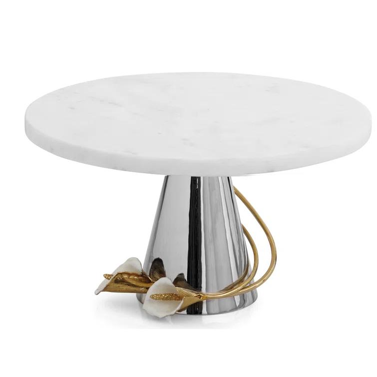 Elegant Calla Lily Inspired Marble & Brass Cake Stand