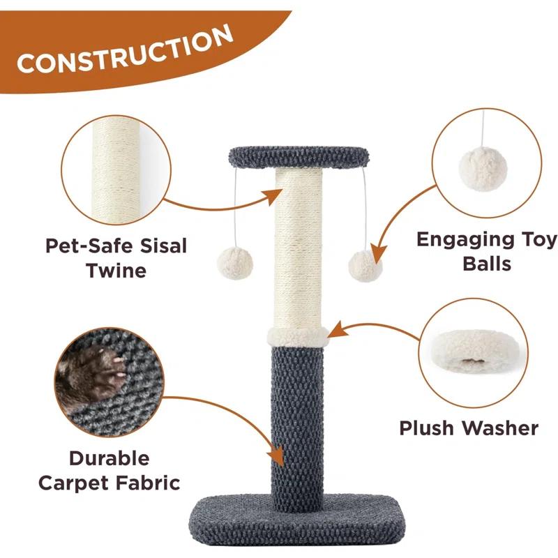Tall Cat Scratching Post - Premium Sisal Rope Highly Resistant Carpet Scratching Posts For Indoor Cats Adults, Sturdy Large Cat Scratch Pole With Hanging Ball,