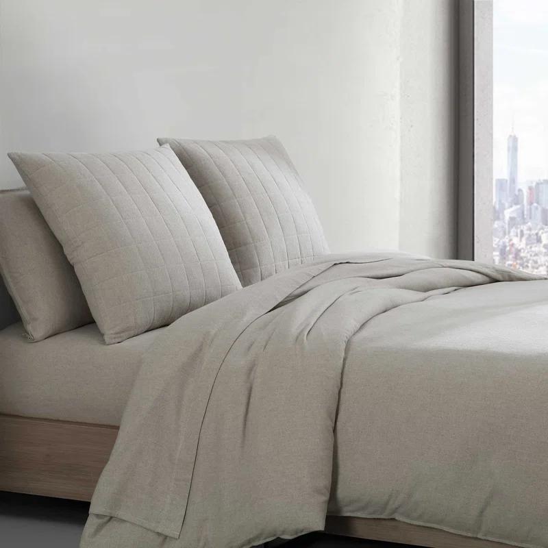 Calvin Klein Calvin Klein Melange Flannel Cotton Solid 2 Piece Euro Sham Set