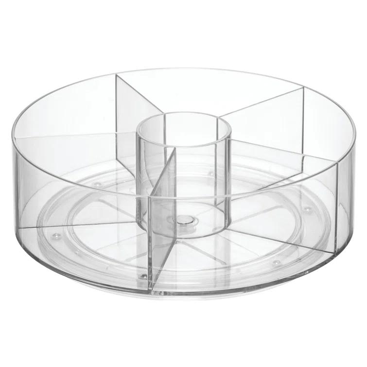 iDesign iDesign Cabinet Binz 9" Divided Rotating Turntable Tea Packet Organizer, Clear