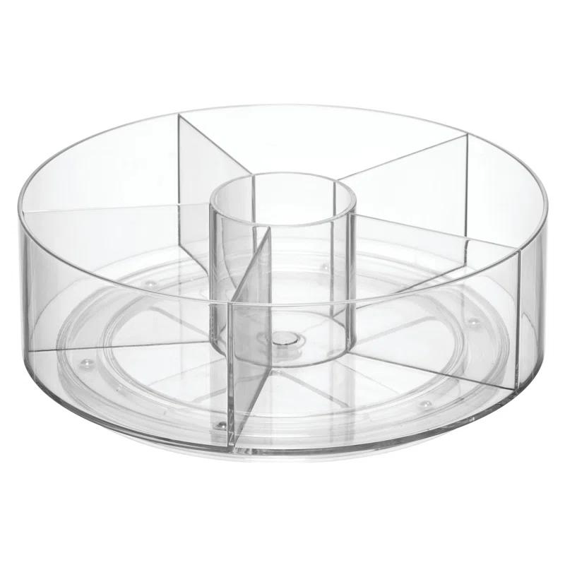 iDesign iDesign Cabinet Binz 9" Divided Rotating Turntable Tea Packet Organizer, Clear